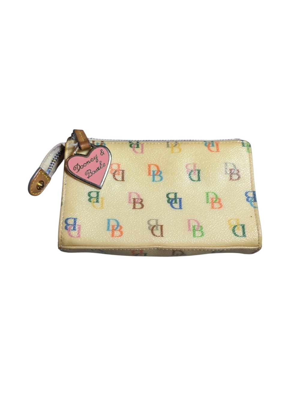 Vintage Dooney & Bourke Yellow Rainbow Monogram Pouch Wristlet Y2K - Picture 9 of 11